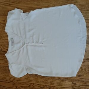 Loft Cream Flutter Sleeve Blouse with Button Placket, Size SP